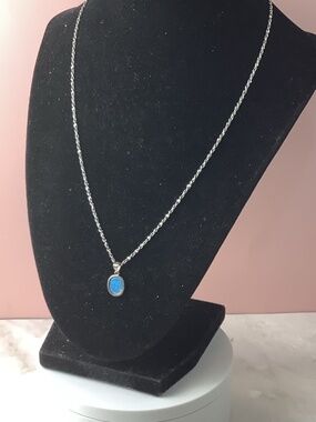 Blue Fire Opal 925 Silver Pendant **READ**